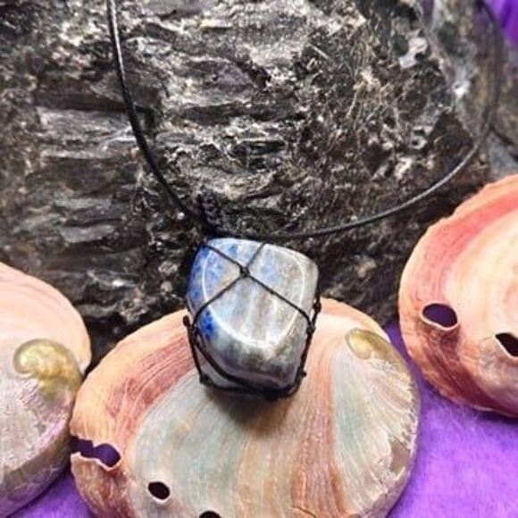 Lapis Lazuli Tumbled Gemstone Corded Pendant - Picture 4 of 7